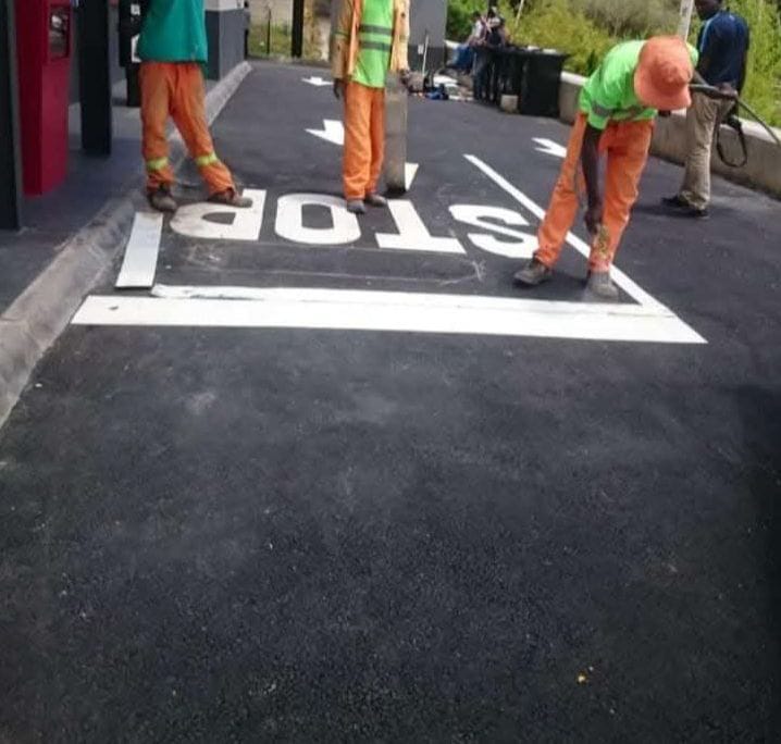 STOP markings & paving